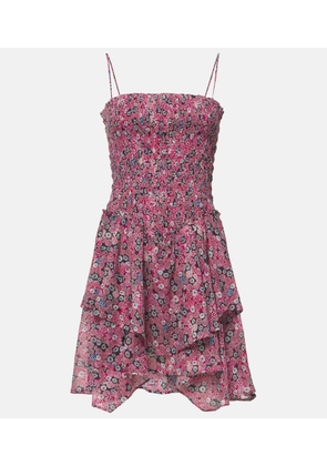 Marant Etoile Anka printed smocked cotton minidress