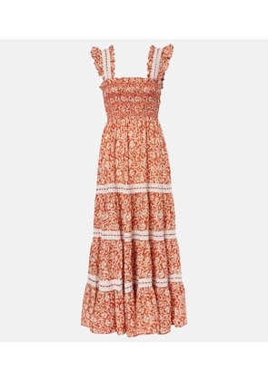 Rixo Aubrie floral smocked cotton midi dress