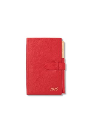 Smythson 2026 Panama Weekly Diary With Pencil In Scarlet Red