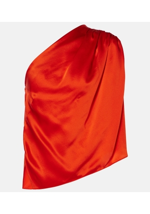 The Sei Asymmetric one-shoulder silk satin top