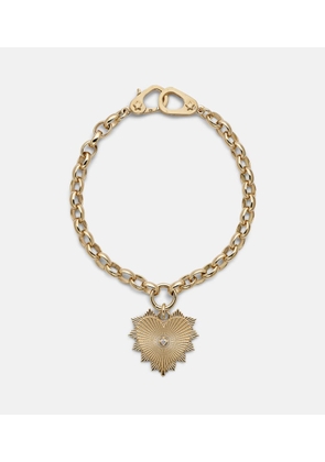 FoundRae Radiating Heart Medium 18kt gold chain bracelet with diamond