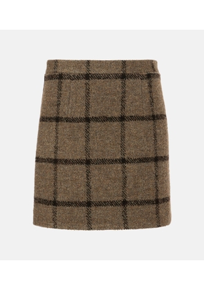 Patou Checked wool-blend tweed miniskirt