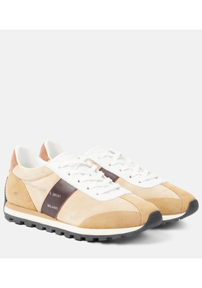 Hogan Leather-trimmed suede sneakers