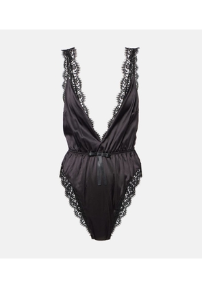 Dolce&Gabbana Lace-trimmed silk-blend satin bodysuit