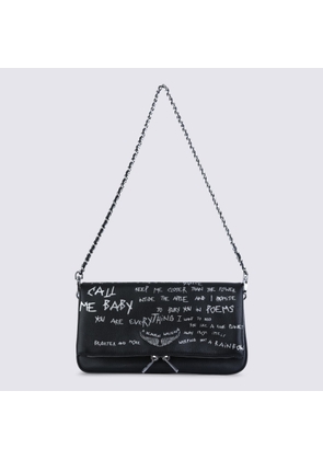 Zadig & Voltaire Black Rock Graffiti Leather Shoulder Bag