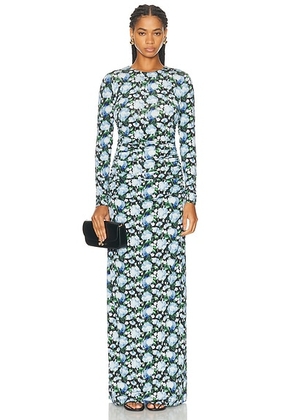 Carolina Herrera Long Sleeve Ruched Gown in Blue Mutli - Blue. Size S (also in ).
