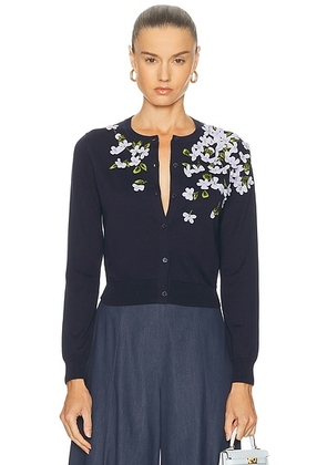 Carolina Herrera Embellished Cardigan in Midnight - Navy. Size S (also in ).