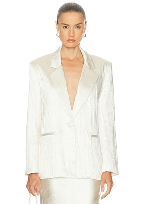 Brandon Maxwell Nell Crushed Stain Blazer in Ivory - Ivory. Size 4 (also in ).