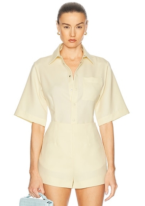 AMI Paris Short Sleeve Shirt in Butter - Lemon. Size 40 (also in ).