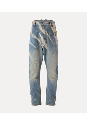 Vivienne Westwood Buckle Back Jeans Bleach Denim Blue XS Unisex