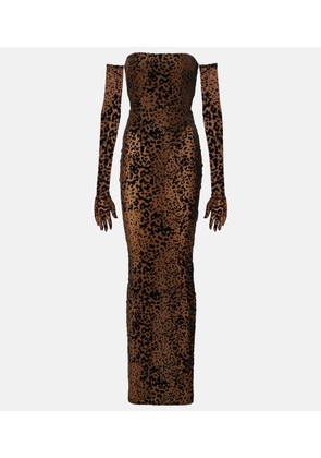 Alex Perry Leopard-print corset gown