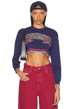 Casablanca Baseball Cropped Tee in Navy - Navy. Size M (also in S).