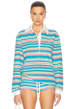 Casablanca Towel Polo Top in Multi - Teal. Size S (also in XS).