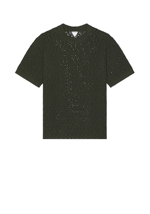 Bottega Veneta Cotton Crochet Knit Tee in Shrub - Army. Size S (also in ).