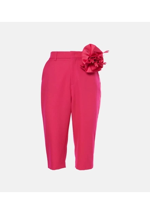 Area Floral-applique wool capri pants