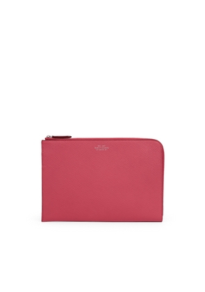 Smythson Slim Pouch In Panama In Raspberry