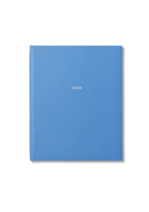 Smythson 2026 Kings Weekly Vertical Diary In Panama In Nile Blue