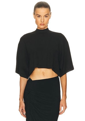 ALAÏA Short Sleeve Crop Top in Noir Alaia - Black. Size 40 (also in 42).