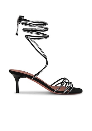 AMINA MUADDI Lori 60 Lace Up Sandal in Black & White Crystal - Black. Size 36 (also in 36.5, 37.5, 38, 38.5, 39, 39.5, 40).