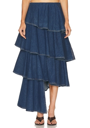 ALAÏA Spiral Skirt in Bleu Mineral - Blue. Size 34 (also in 38, 40).