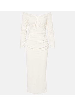 Carolina Herrera Off-shoulder ruched jersey midi dress