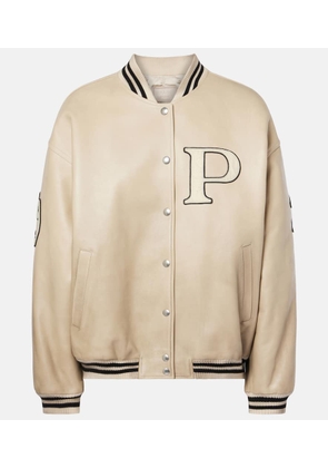 Prada Patch-applique padded leather varsity jacket