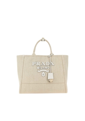 Prada Sand Canvas Shopping Bag