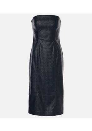 Rotate Strapless faux leather midi dress