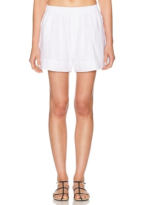 AEXAE Linen Waistband Short in White - White. Size L (also in M, S, XL, XS).