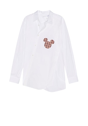 COMME des GARCONS SHIRT Poplin Mickey Digital Shirt in White & Check - White. Size L (also in M).