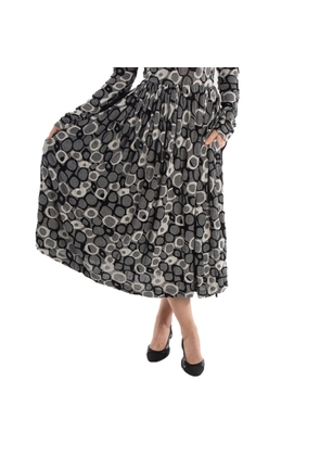 Y'S Asymmetrical Abstract Patterned Midi Skirt, Brand Size 2 (Small)