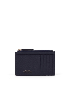 Smythson 8 Card Slot Coin Purse In Panama In Navy