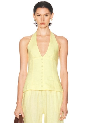 AEXAE x REVOLVE Halter Top in Butter Yellow - Yellow. Size L (also in M, S, XS, XXS).