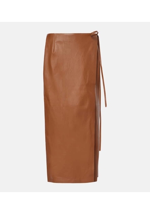 The Row Bert leather wrap skirt