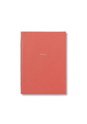 Smythson 2026 Soho Weekly Diary In Panama In Bright Coral