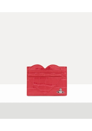 Vivienne Westwood Heart Card Holder Emboss Croc Leather Coral One Size Women