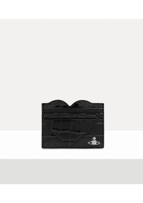 Vivienne Westwood Heart Card Holder Emboss Croc Leather Black One Size Women