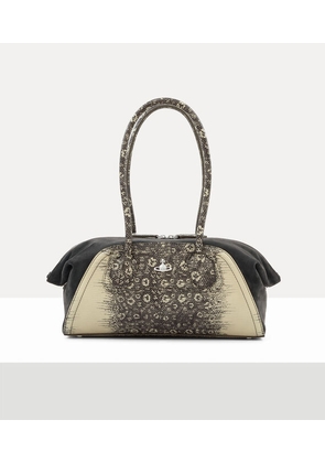 Vivienne Westwood Shirley Small Holdall Lizard-effect Emboss Charcoal-cream