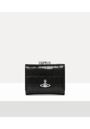 Vivienne Westwood Small Frame Wallet Emboss Croc Leather Black One Size Women