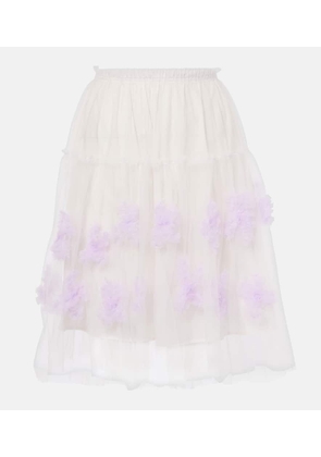 Susan Fang Floral-applique mesh midi skirt
