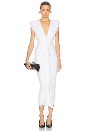 Alexandre Vauthier Ruched Midi Dress in Optical White - White. Size 34 (also in 38, 40).
