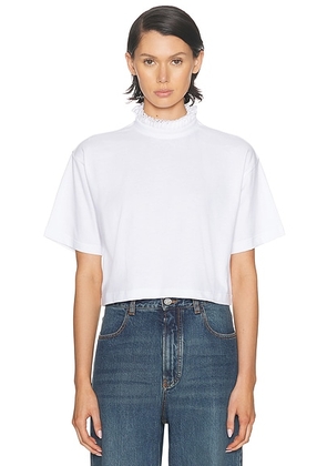 ALAÏA Cropped T-Shirt in Blanc - White. Size 38 (also in ).
