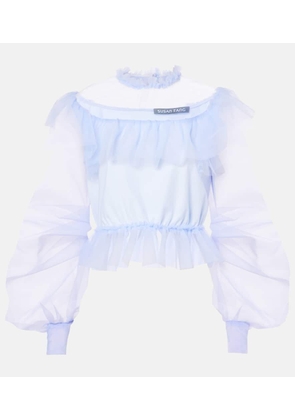 Susan Fang Ruffled puff-sleeve organza top