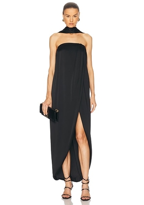 Alexandre Vauthier Crepe Satin Maxi Dress in Black - Black. Size 36 (also in 34, 38, 40, 44).