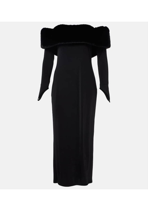 The New Arrivals Ilkyaz Ozel Yazi faux fur-trimmed silk-blend gown