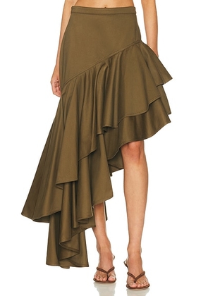 Adam Lippes Cortes Skirt in Military Green - Olive. Size 0 (also in 2, 4, 6).