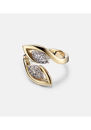 Yeprem Golden Strands 18kt white and yellow gold ring with diamonds