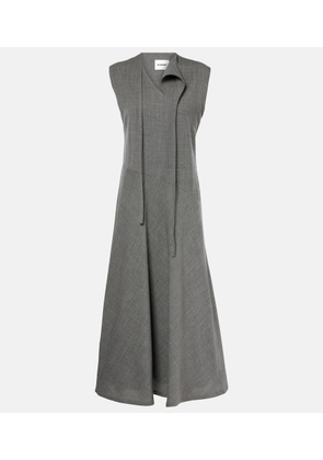 Jil Sander Tie-neck virgin wool canvas midi dress