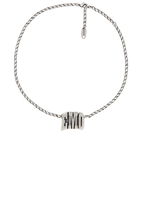Balenciaga 3 Letter EMO Necklace in Antique Silver - Metallic Silver. Size all.