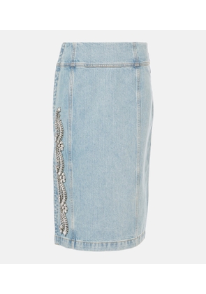 Xu Zhi Crystal-embellished denim midi skirt